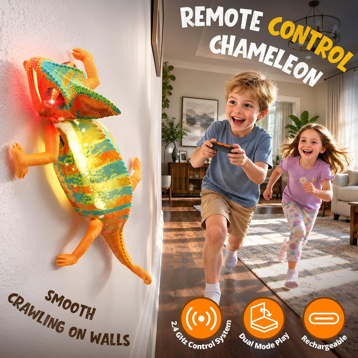 HYES Camaleón de escalada en pared, lagarto RC recargable con 5 colores