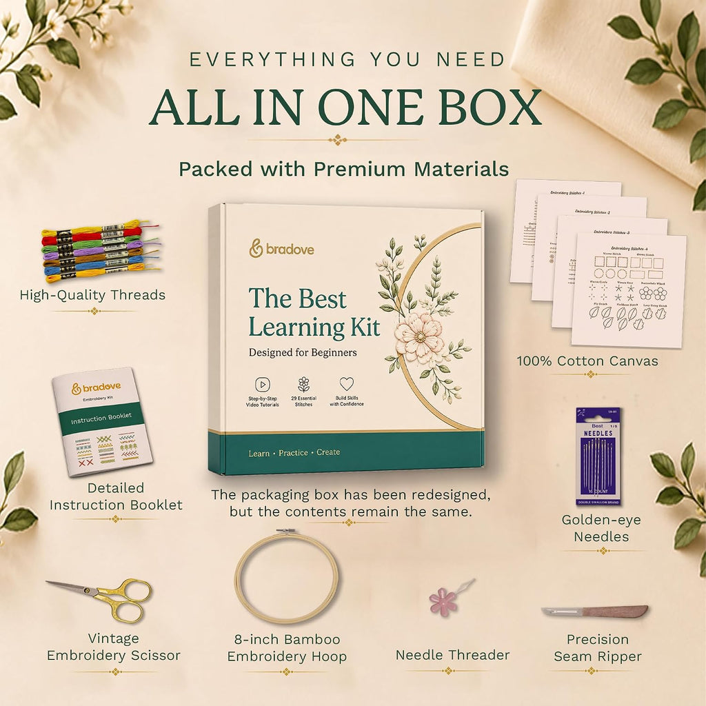 Bradove Classic Embroidery Learning Kit para Adults y Kids