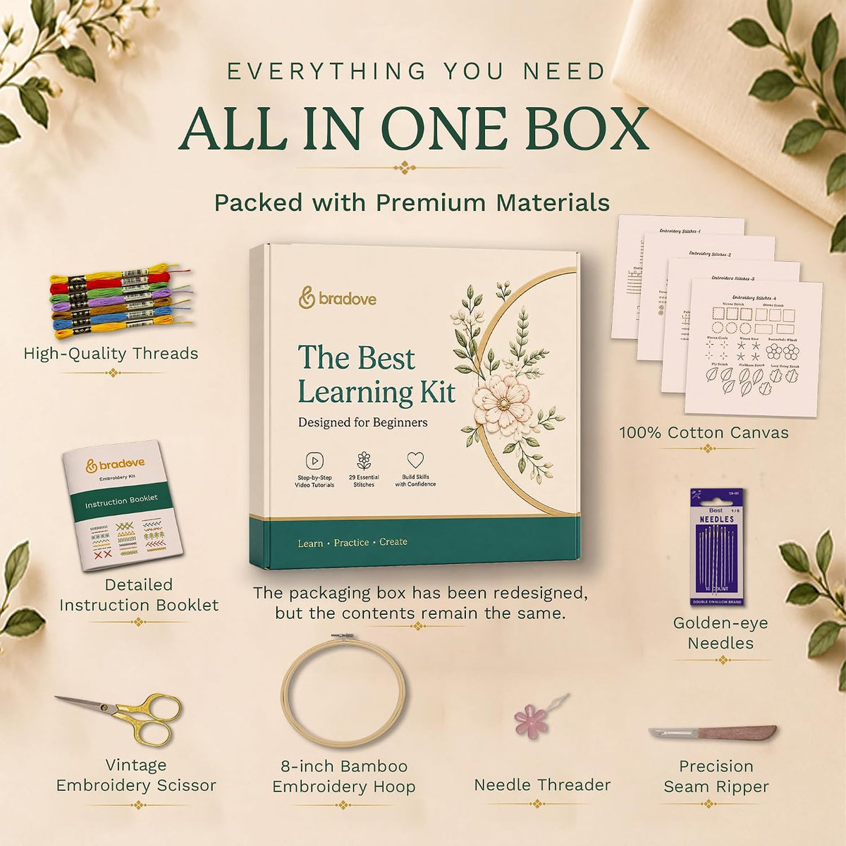 Bradove Classic Embroidery Learning Kit para Adults y Kids