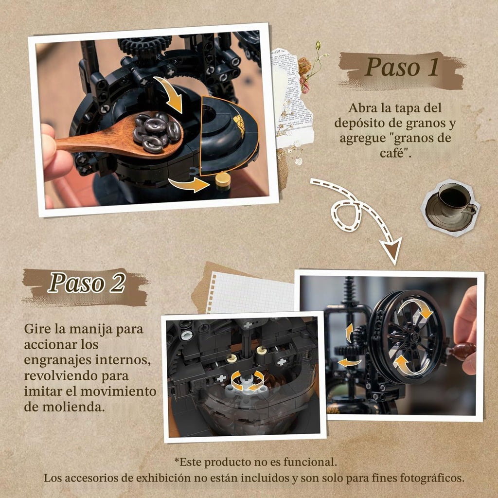 PANTASY Juego de molinillo de café vintage con manivela para adultos
