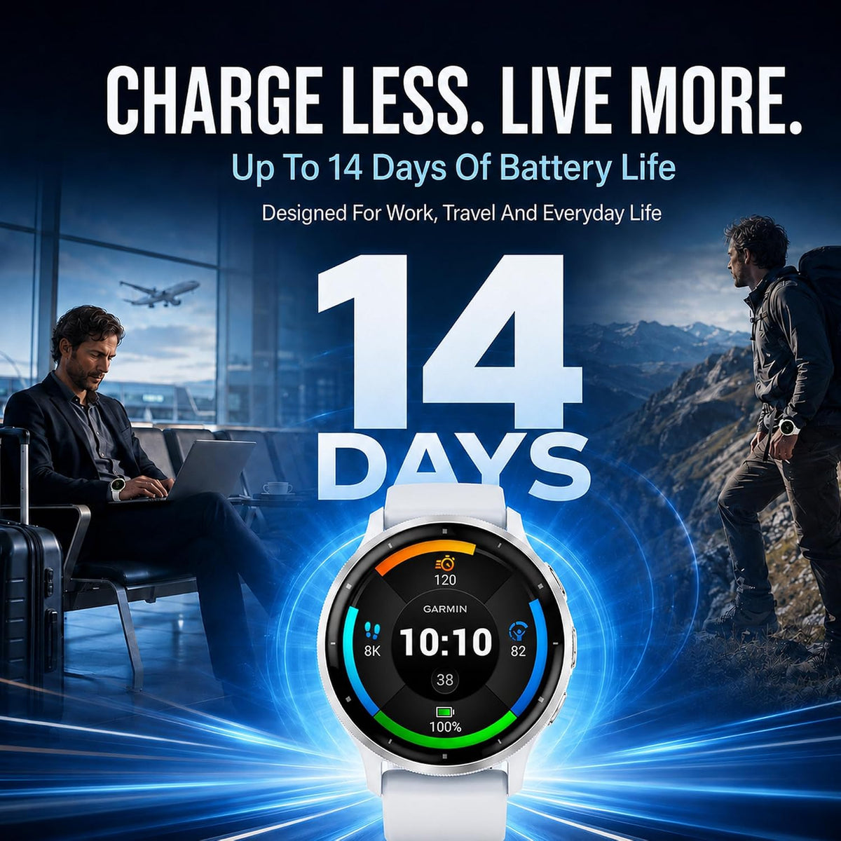 Garmin Reloj inteligente Venu 3 GPS, 1.772 pulgadas plata/piedra blanca, rastreador de actividad física con batería de 14 días y entrenador de sueño, incluye soporte de carga premium, cable de