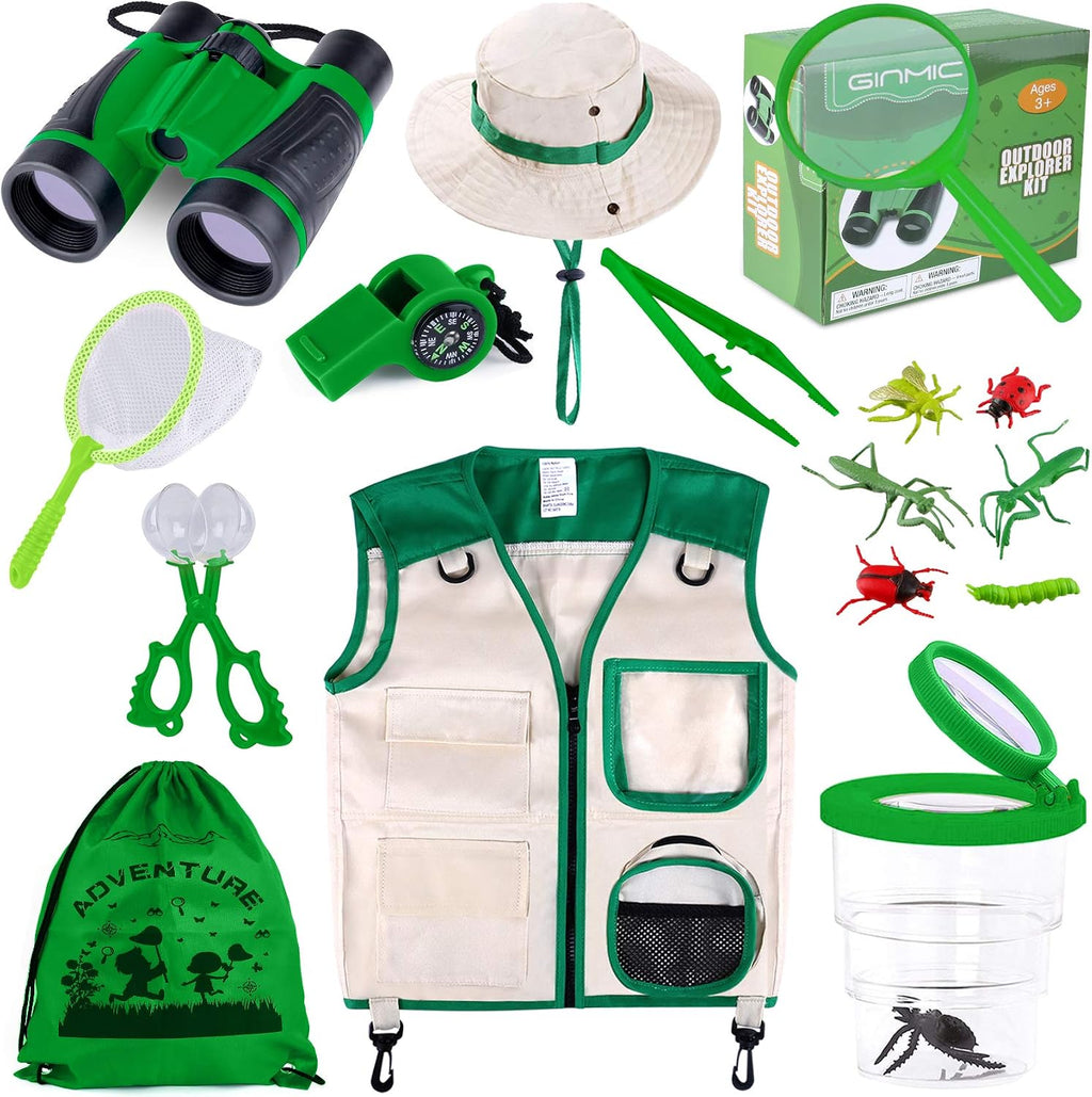 Kit de explorador para niños, atrapa insectos con prismáticos y chaleco de