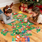 Gatherfun - Rompecabezas de piso de Navidad para niños de 3 a 5 años con 48 piezas grandes, rompecabezas de piso en forma de árbol de Navidad para decoraciones de fiestas, regalos y actividades en el aula