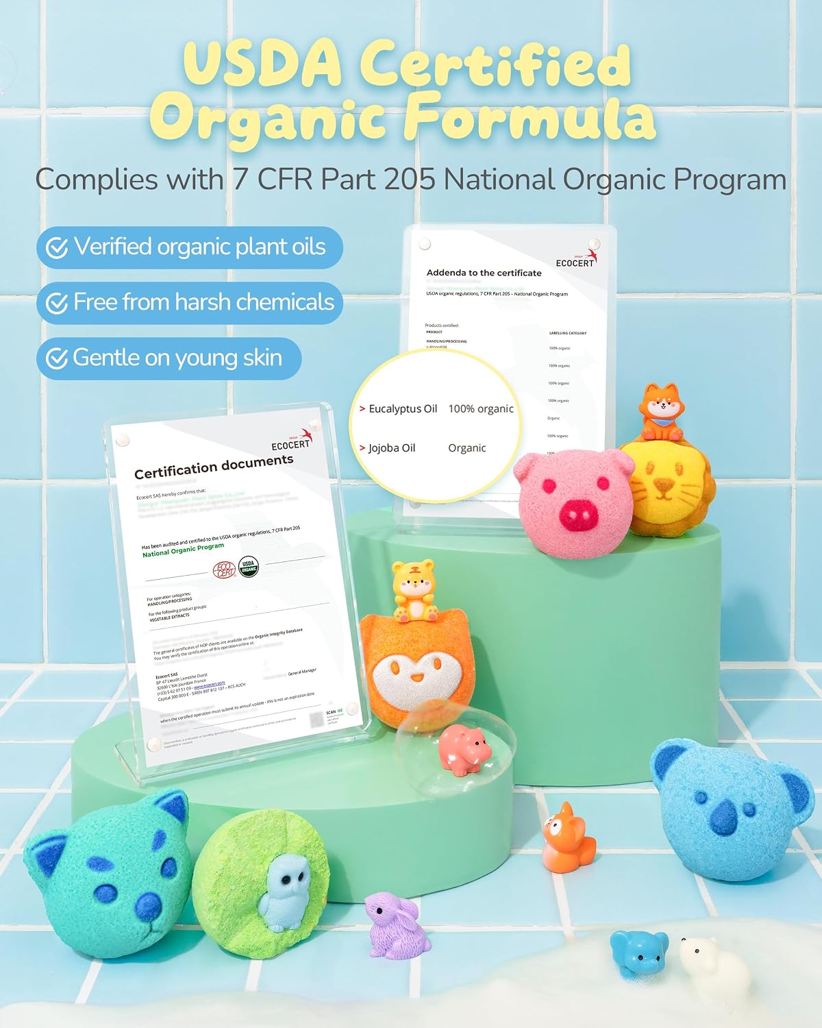 Paquete de 18 bombas de baño en forma de animal para niños con sorpresa en el interior, 6 bonitos diseños de animales, aceites esenciales orgánicos y fórmula segura para niños