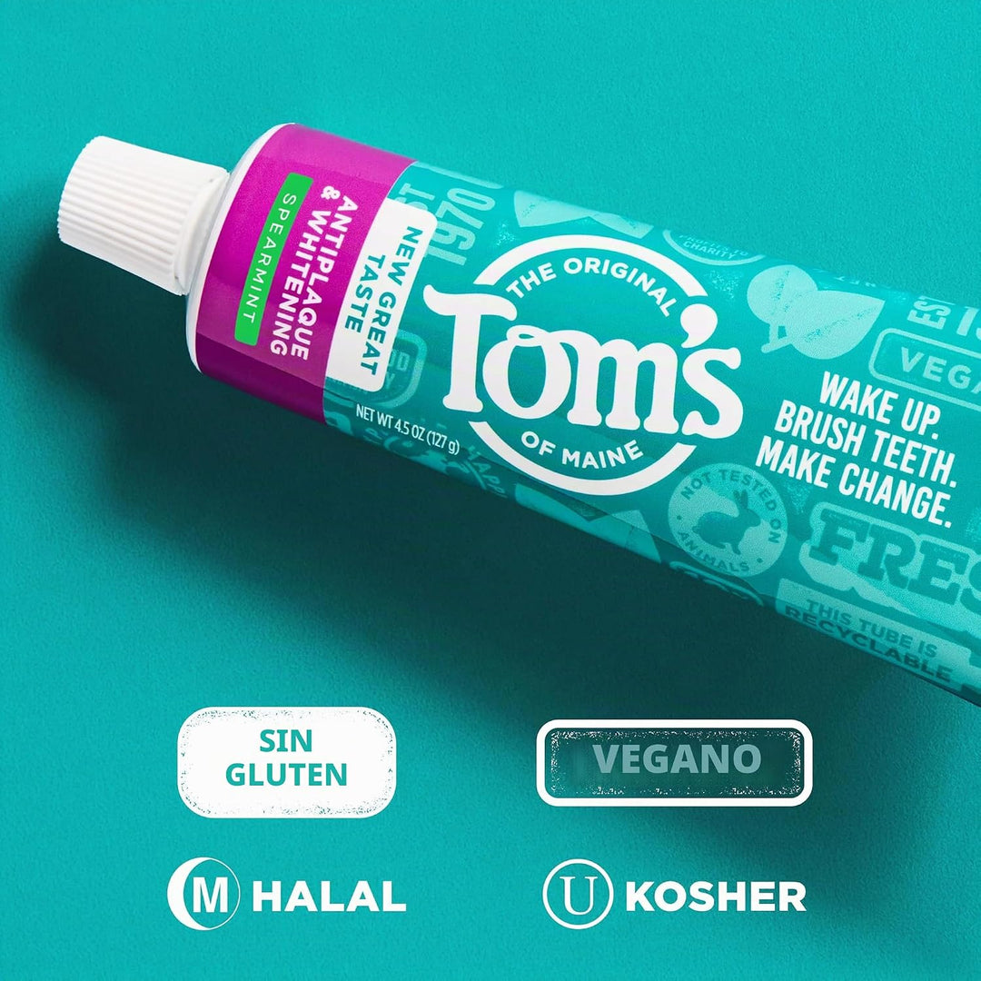 Tom's of Maine Pasta de dientes antiplaca y blanqueadora, menta ver...