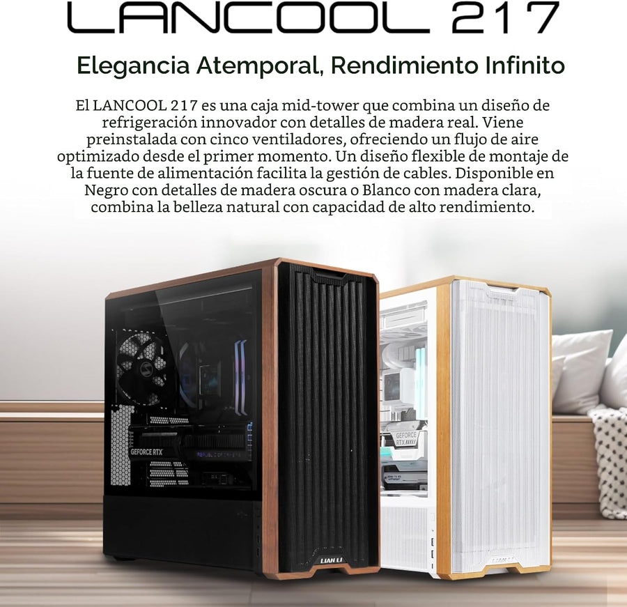 Lian Li LANCOOL 217 ATX Mid-Tower PC Case, 5 ventiladores PWM, made...