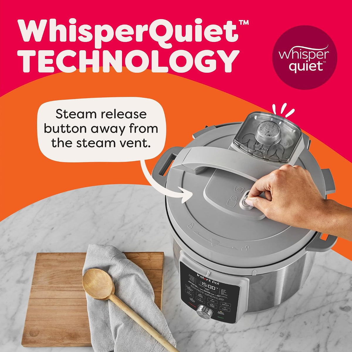 Instant Pot, olla a presión eléctrica de 8 cuartos de galón Whisper Quiet 9 en 1, arrocera de cocción lenta, vaporera, olla para saltear, máquina de yogur, calentador y esterilizador, aplicación con