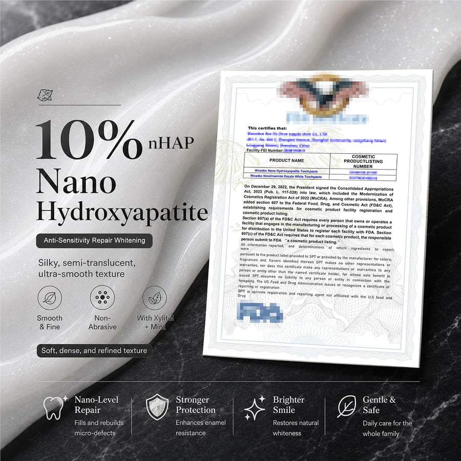 Pasta dental Woadee 10% nano hidroxiapatita, sin fluoruro, blanquea...