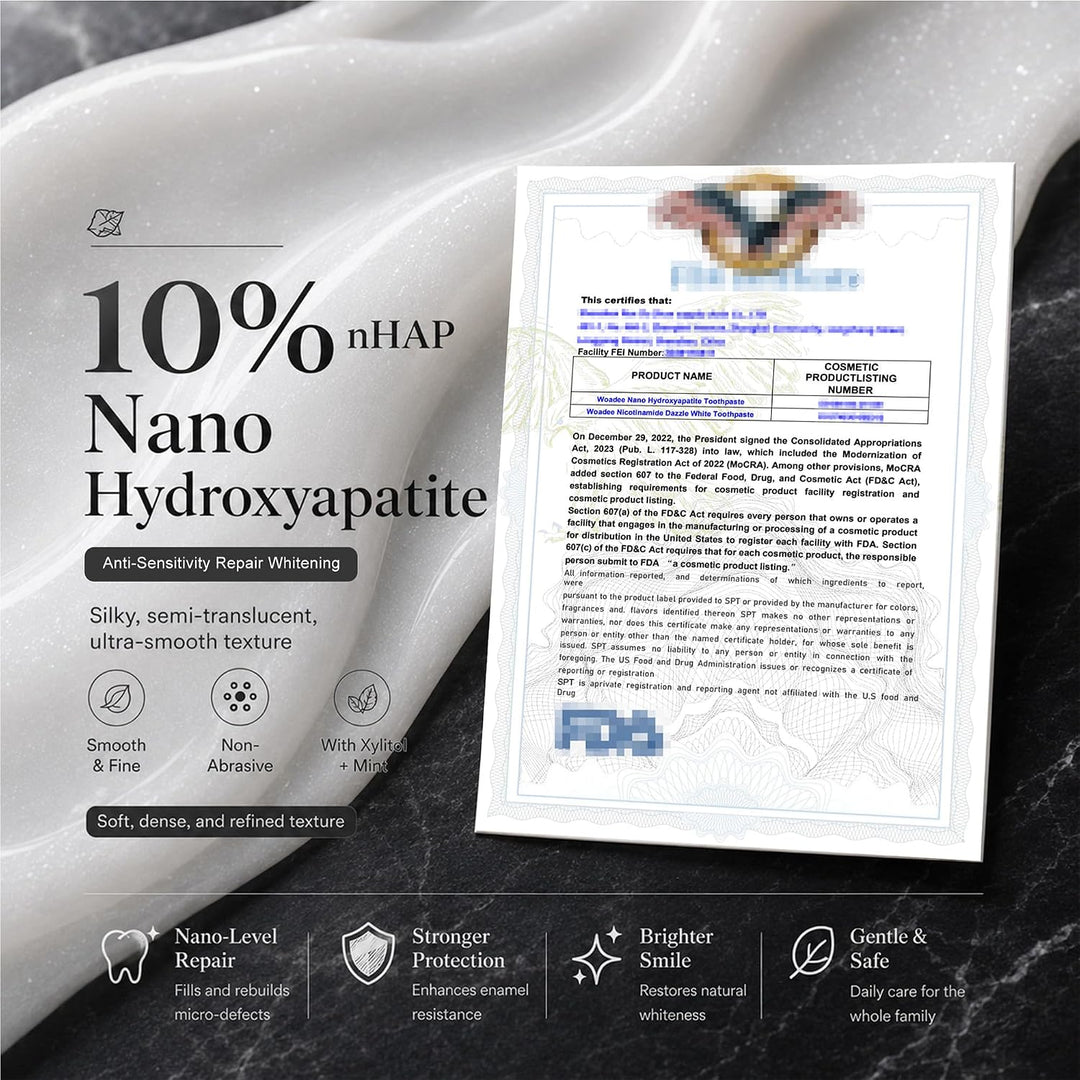 Pasta dental Woadee 10% nano hidroxiapatita sin fluoruro, paquete d...