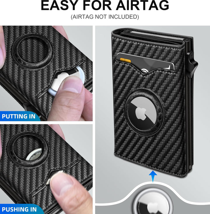 miyozi Billetera para Airtag para hombre, con bolsillo para efectiv...