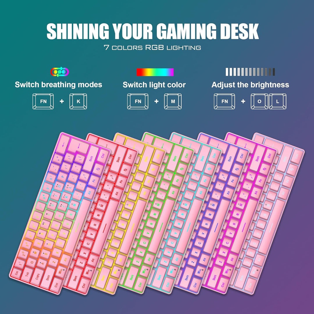 RedThunder - Combo de teclado y mouse para juegos 60%, teclado mini...