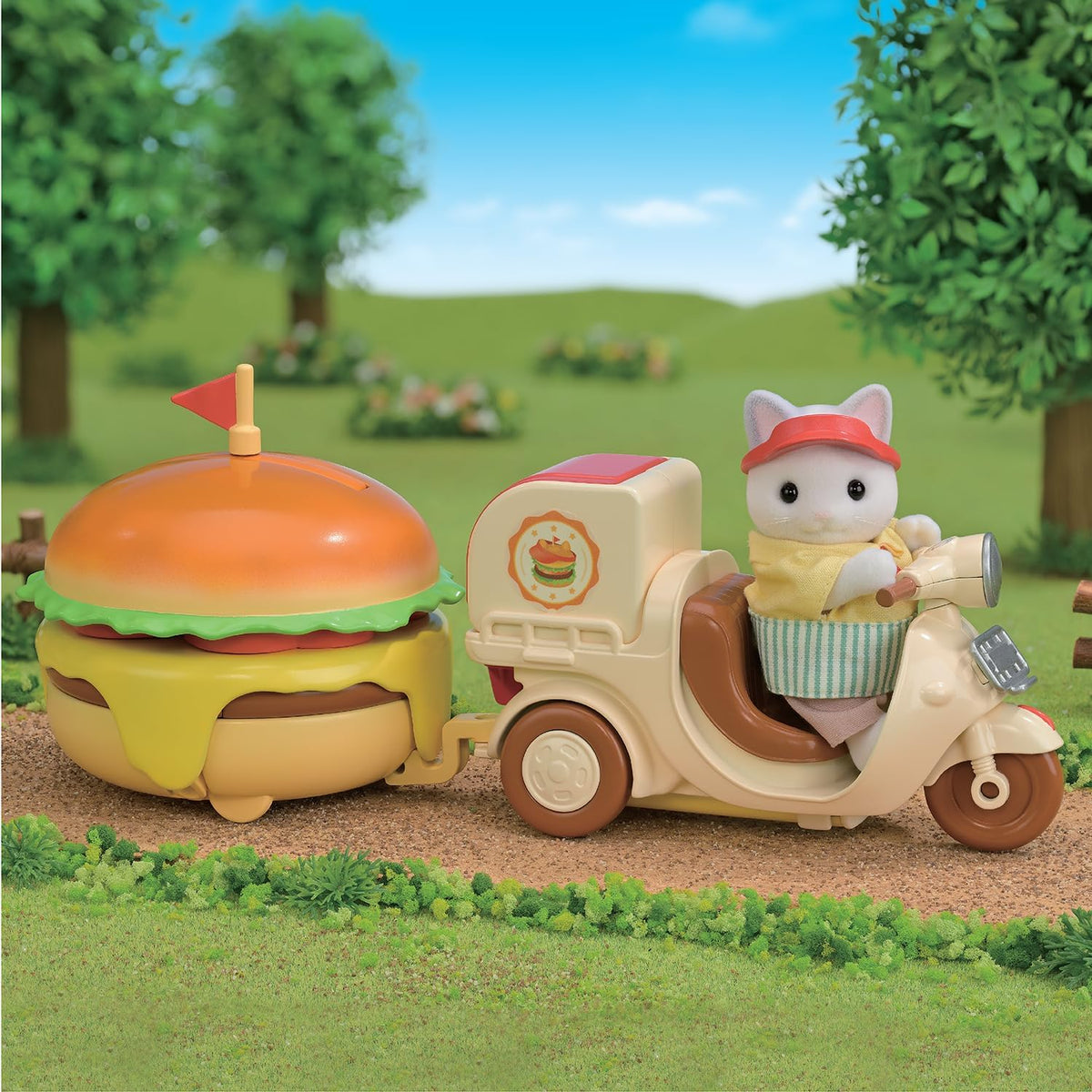 Sylvanian Families - Soporte para hamburguesas - Juego de 20 accesorios y 1 figura - Sumérgete en el mundo imaginario de la familia Sylvanian - Casas de muñecas y juguetes para niños de 3 años en