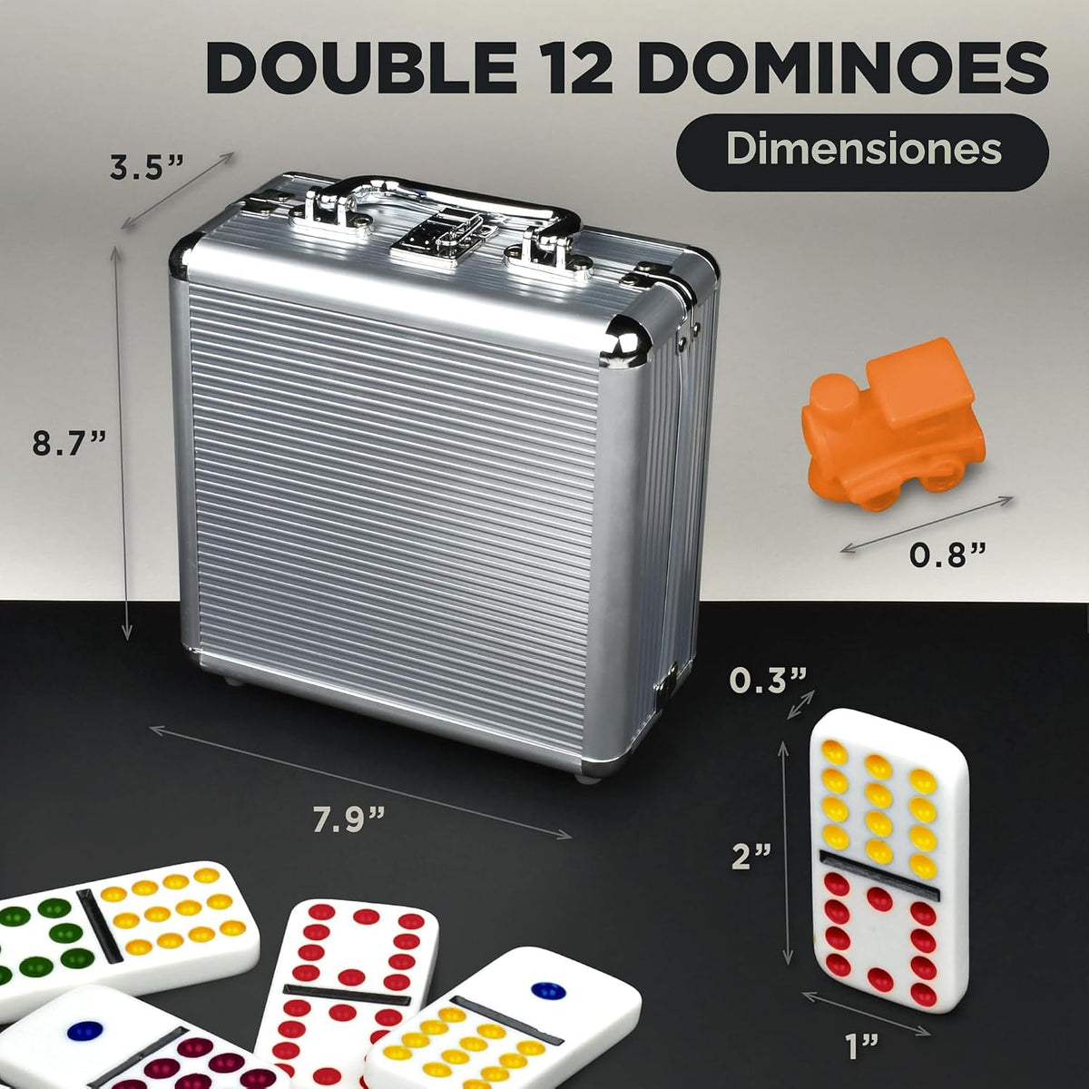 Queensell Juego de dominó de tren mexicano con cubo de madera, juegos de mesa de azulejos de dominó – Juego de dominó doble de 12 juegos para la noche de juego familiar para adultos y niños a partir