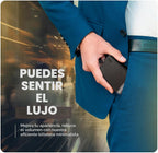 Cartera plegable de cuero para hombre con bloqueo RFID y ventana