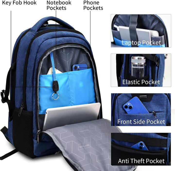 DUALSNG - Mochila de viaje para laptop de trabajo con puerto de car...