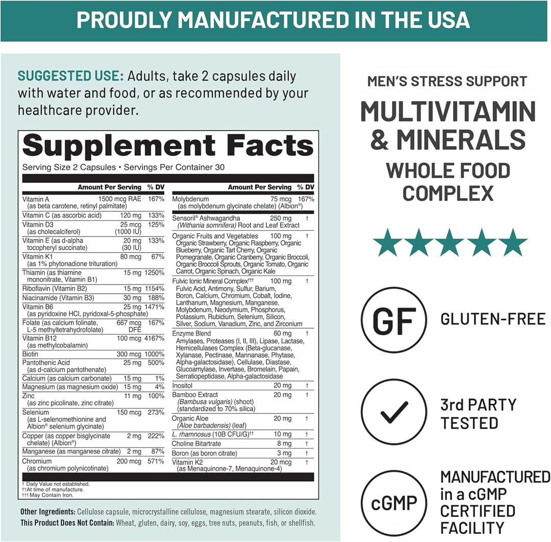 NatureWise Multivitamínico para hombres + apoyo al estrés + mineral...