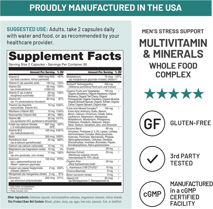 NatureWise Multivitamínico para hombres + apoyo al estrés + mineral...