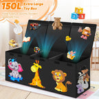 Cajón de juguetes extragrande, organizador de almacenamiento plegable con tapas, 40"x14"x16"