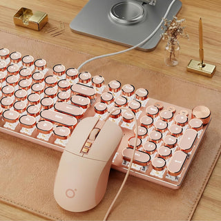 EWEADN Combo de Teclado y Ratón con Cable Estilo Máquina de Escribi...
