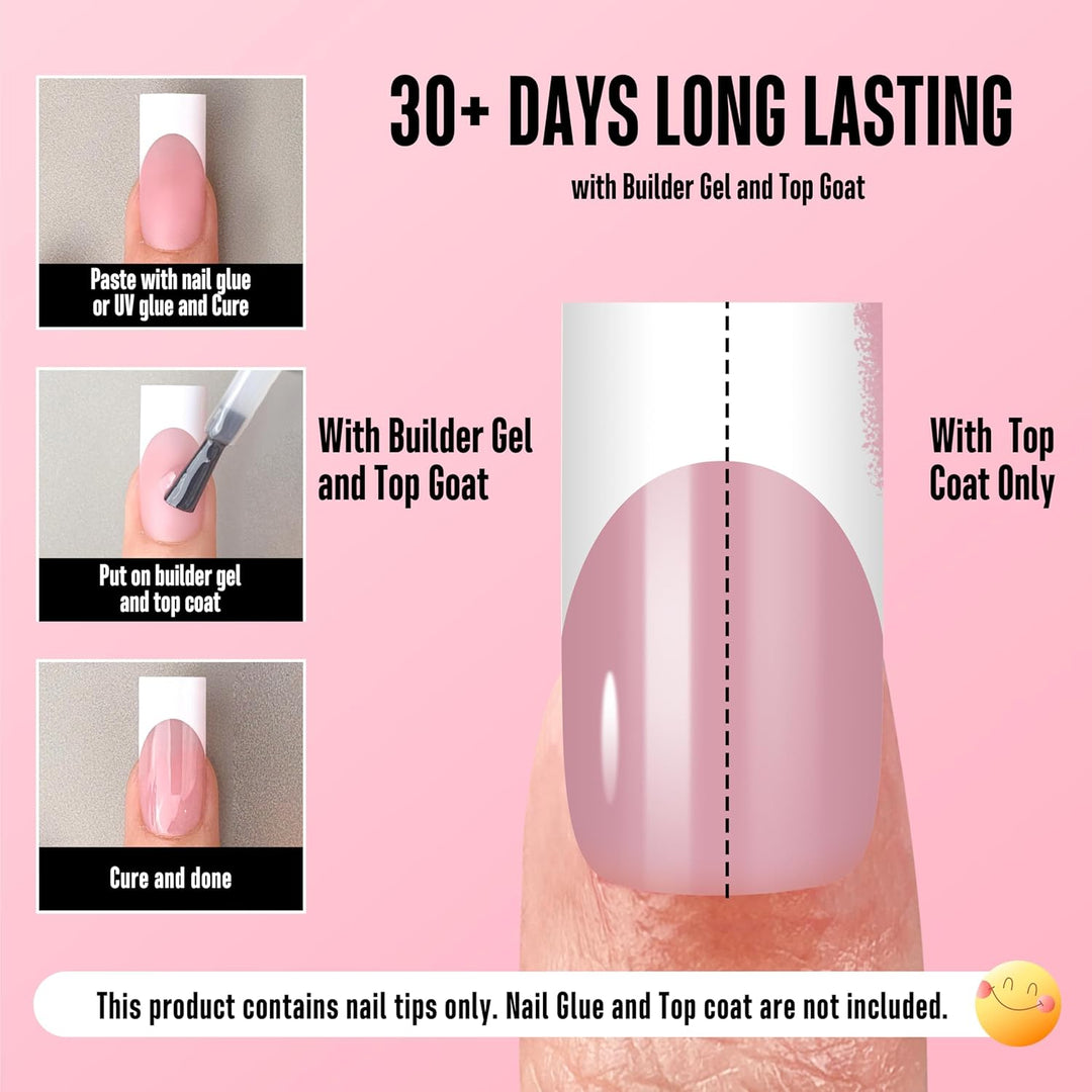 NOVO OVO Puntas de uñas postizas cuadradas blancas medianas y afila...