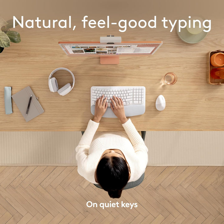 Logitech Wave Keys para Mac, Teclado Inalámbrico Ergonómico con Rep...