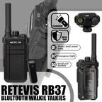 Retevis RB37 - Walkie Talkies Bluetooth para adultos, radio bidireccional con auricular, VOX, 2000 mAh, tipo C, Walkie Talkies inalámbricos (paquete de 1)
