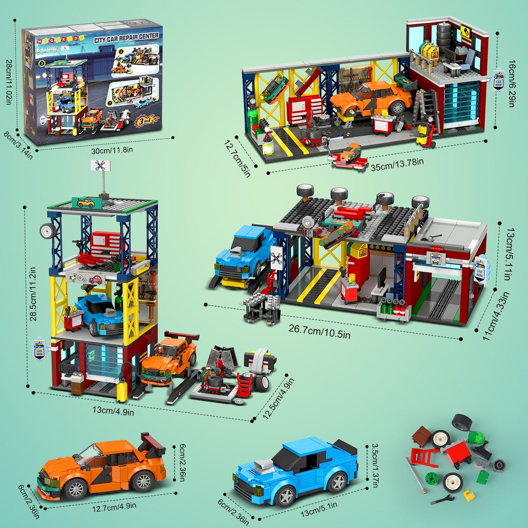 HOGOKIDS Juego de construcción de garaje de coche de