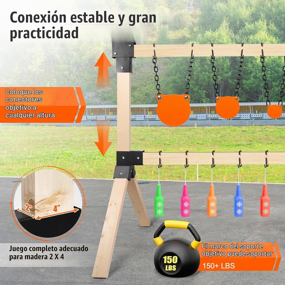 Soportes de Blanco de Acero, Colgador Modular para Blancos de Tiro, Soportes para Blancos de Tiro, Soportes Pesados en Y y T con 12 Ganchos para Colgar para Campo de Tiro al Aire Libre DIY (Solo Soportes)
