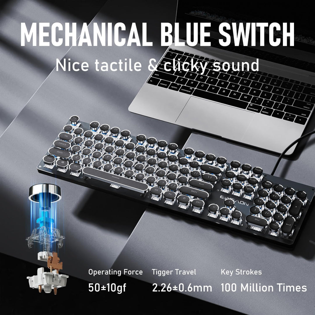 SEUNKWANG EWEADN TK100 - Teclado mecánico con cable, 104 teclas est...