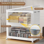 BROVIEW - Contenedores apilables extra grandes de 600 cuartos de galón con tapas, organizador de armario, cajas de cajones plegables con ruedas, contenedores de plástico plegables para el hogar