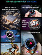 Reloj inteligente con auriculares para hombres, relojes inteligentes para teléfonos Android, llamadas Bluetooth puede responder y hacer llamadas, fitness resistente a los militares, rastreador de fitness deportivo con paso, frecuencia cardíaca