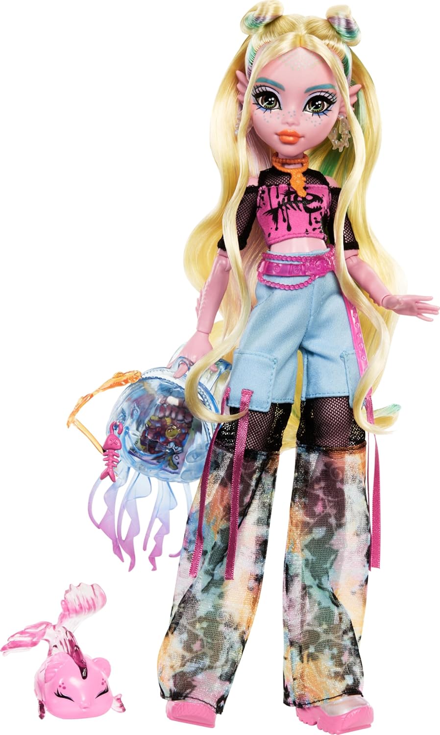 Monster High Muñeca Lagoona Blue en camiseta de malla y pantalones cargo, Lagoona Azul