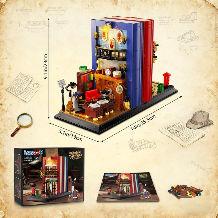 Juego de construcción de sujetalibros de detective con