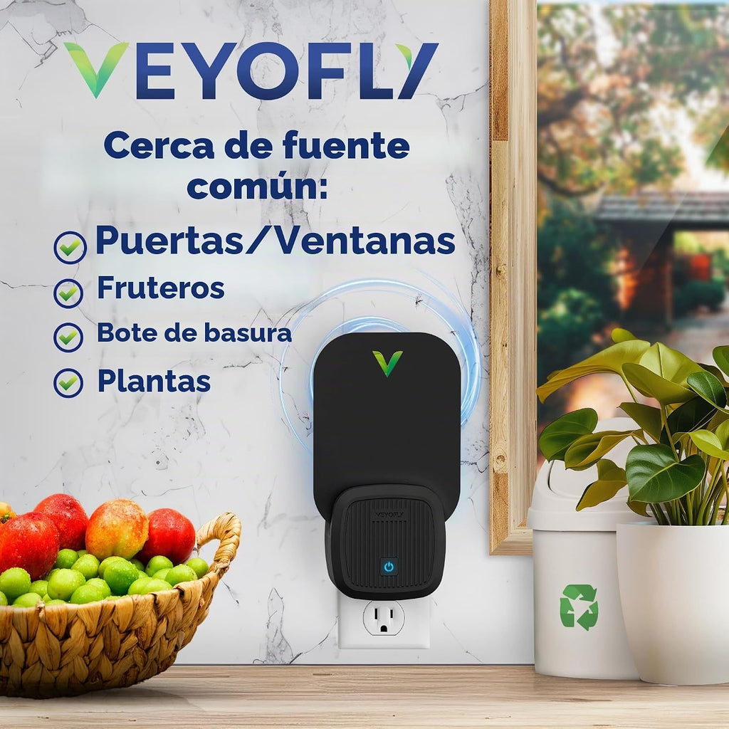 VEYOFLY Trampas para moscas de la fruta de interior con enchufe UV, trampa para mosquitos de la fruta, 2 dispositivos + 6 recambios