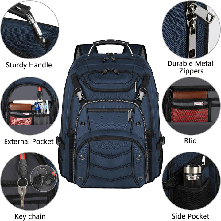 VECKUSON Mochila para portátil unisex de 18.4 pulgadas, bolsa trase...