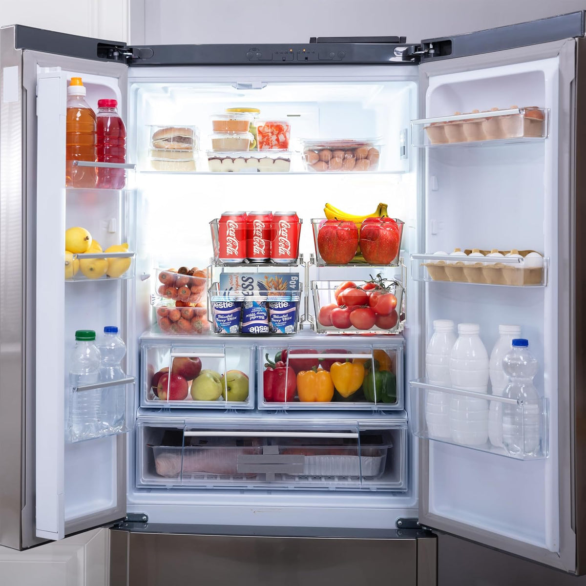 Simple Houseware - Cajón organizador de cesta extraíble de 2 niveles, transparente