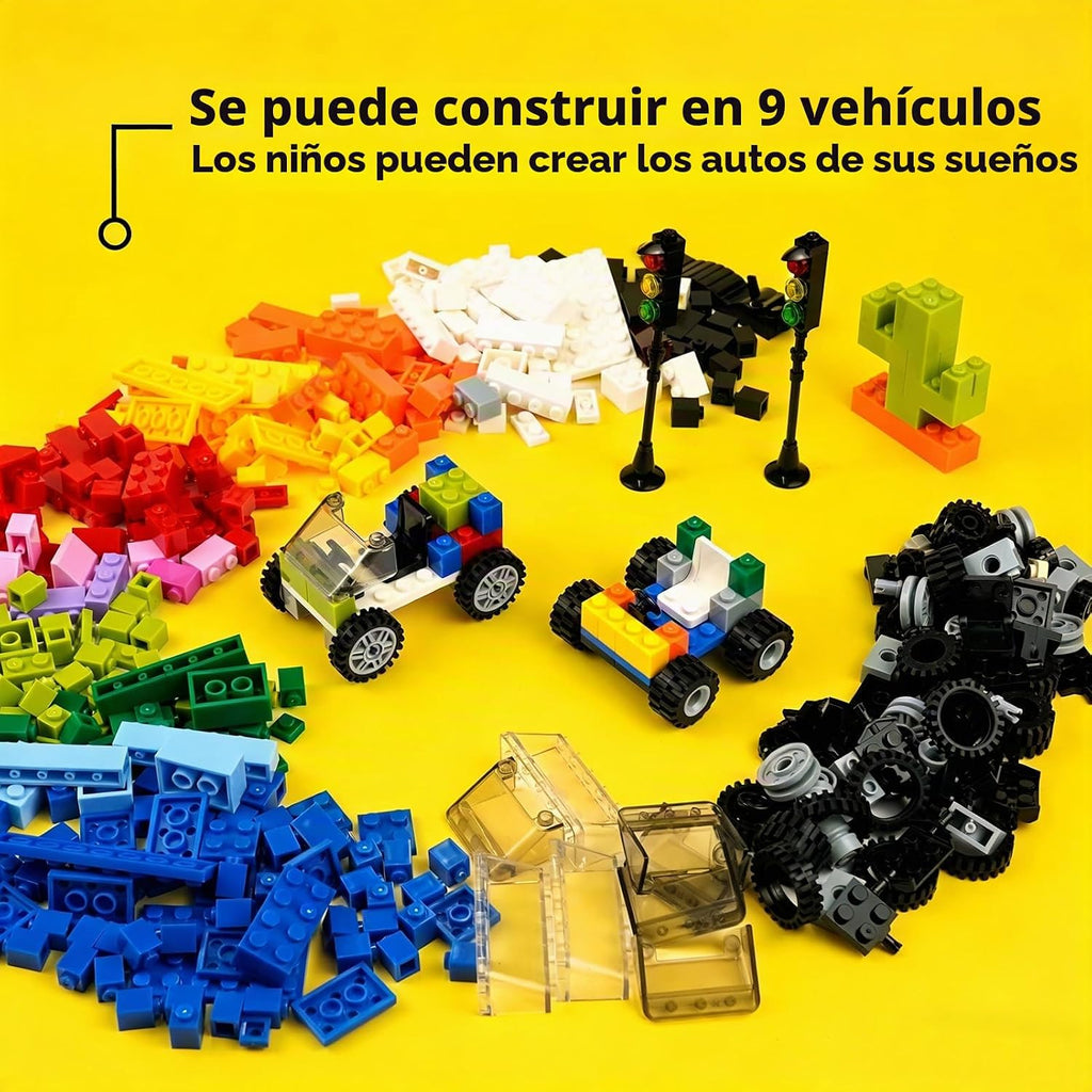Set de Ruedas y Ejes Neumáticos para Autos con Kit Inicial de Bloques Clásicos para Construcción