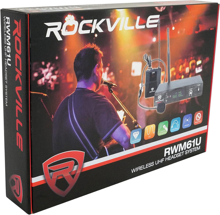 Rockville RWM61U - Sistema de micrófono inalámbrico UHF profesional...