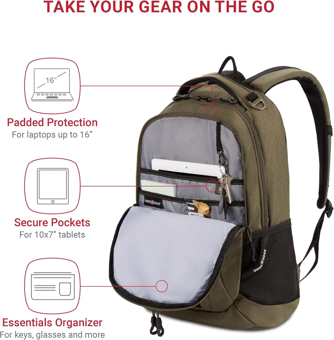 SwissGear - Mochila para laptop Cecil 5505, Verde -Oliva