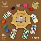Queensell Juego de dominó de tren mexicano doble 15 para adultos y familia, juego de dominó doble de tren mexicano de 15 puntos de colores, 136 azulejos, 9 trenes, cubo de madera, caja de aluminio (doble 15)