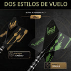 Set de dardos con punta de acero, 6 piezas, barrels de latón ranurados, Darkborn