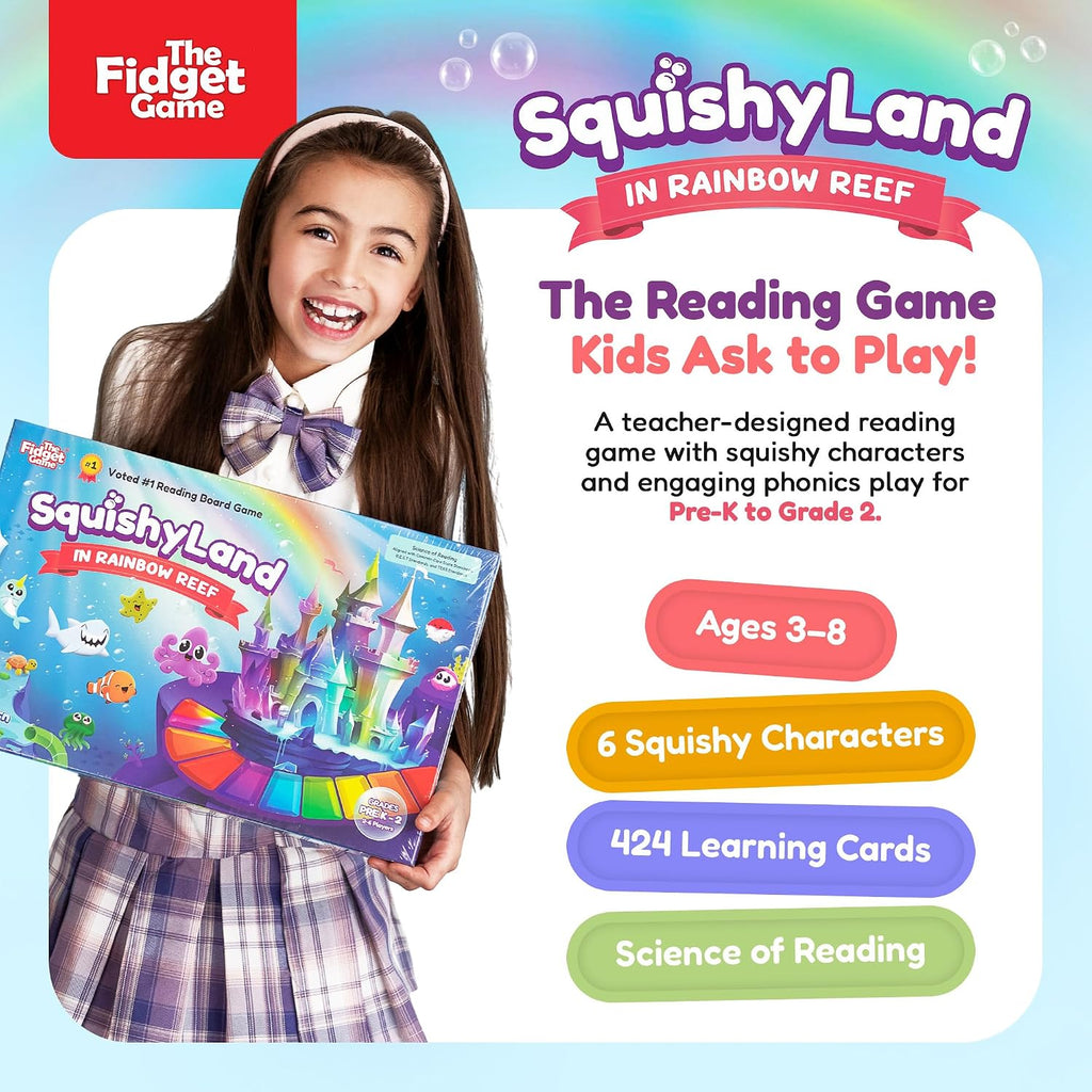 Fidget Game SquishyLand en Rainbow Reef Board Game, Pre-K a 2nd Grade