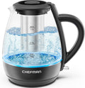 Chefman Hervidor eléctrico con infusor de té, compacto de 1 litro (4 tazas), 1500 W, tapa extraíble para una fácil limpieza, protección contra hervir en seco, filtro de acero inoxidable, sin BPA, apagado automático, hervidor de té eléctrico pequeño