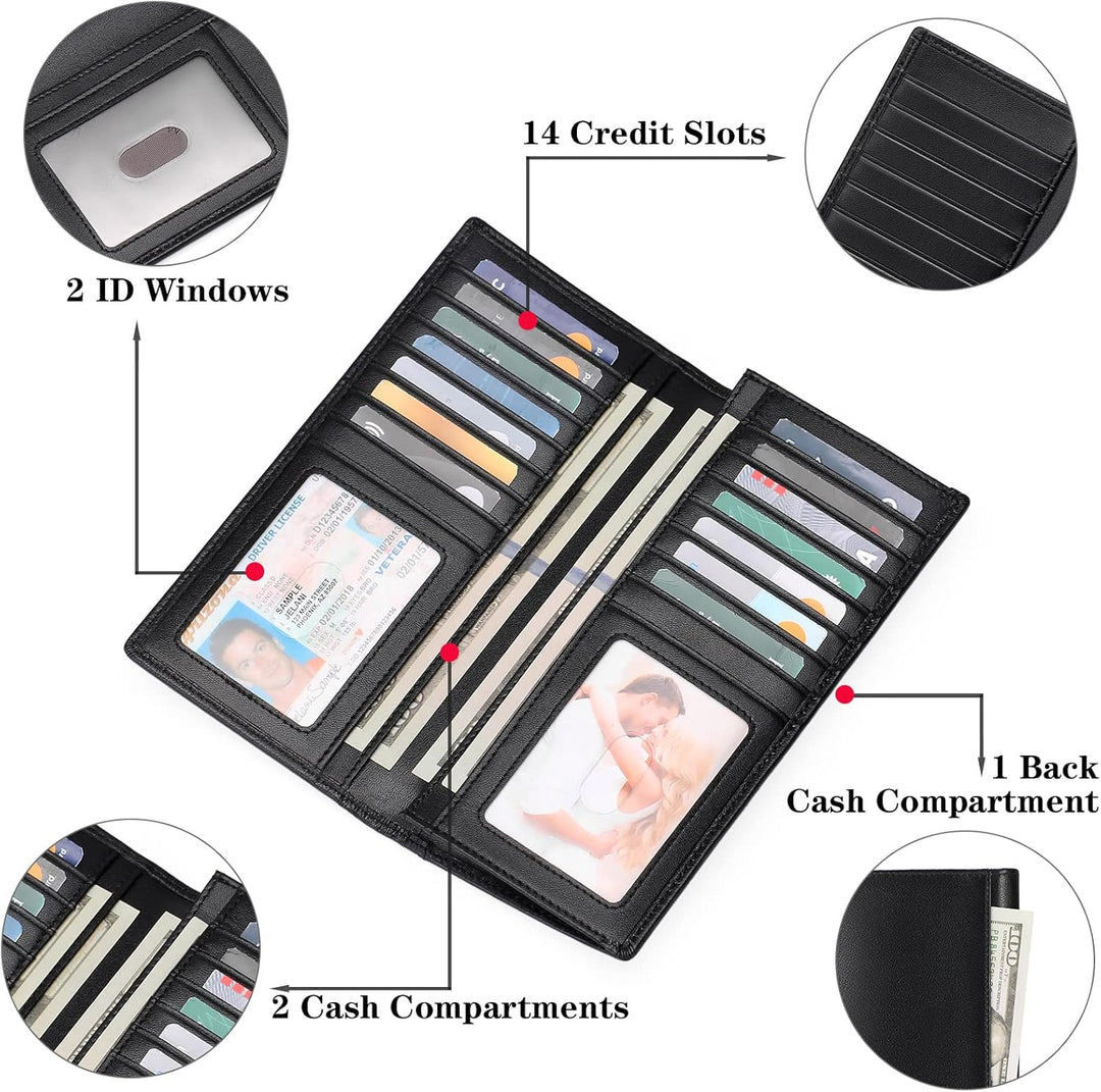 FALAN MULE Cartera para hombres de cuero genuino con bloqueo RFID,...