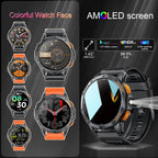Relojes inteligentes militares con GPS integrado, más de 170 modos deportivos para hombres con linterna, reloj inteligente para teléfonos Android y iPhone, pantalla AMOLED de 1.43 pulgadas, llamadas