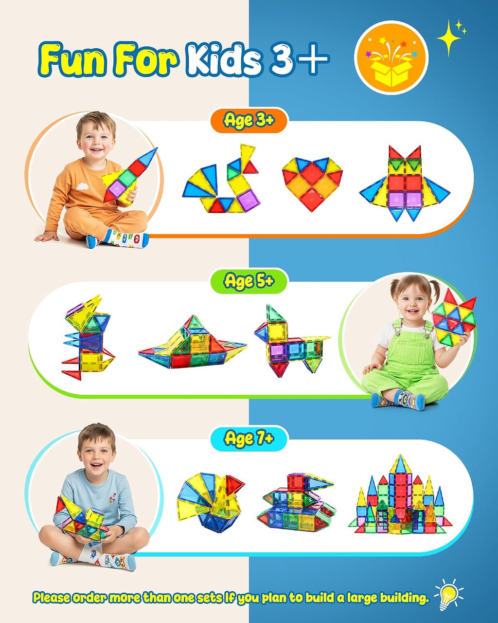 Loolinn Azulejos magnéticos para niños pequeños (mayores de 3 años) - Seguro para niños, certificado de seguridad, remaches reforzados, 100% no tóxico, fuerte magnetismo - Juguete creativo de azulejos