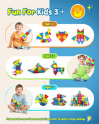 Loolinn Azulejos magnéticos para niños pequeños (mayores de 3 años) - Seguro para niños, certificado de seguridad, remaches reforzados, 100% no tóxico, fuerte magnetismo - Juguete creativo de azulejos