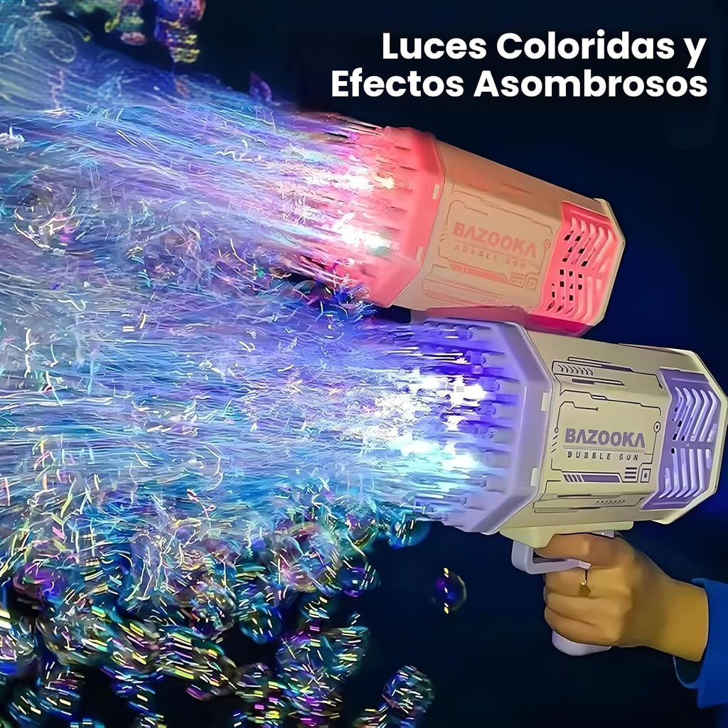 Bomoco Bubble Gun para Kids Light Up Bazooka Bubble Blaster, 69 Holes Pink