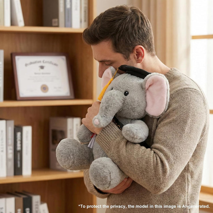 WEIGEDU Juguete de peluche de elefante de graduación, 12 pulgadas |...
