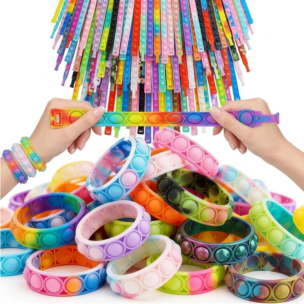 120 pulseras de burbujas, juguetes sensoriales para recuerdos de fiesta, llavero pop a granel para premios de aula, rellenos de cesta de huevos de Pascua, regalos de Navidad y San Valentín para niños
